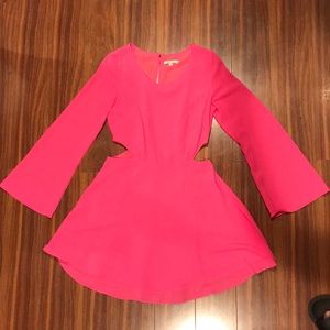 Hot Pink mini dress w/side cut outs & cut out back